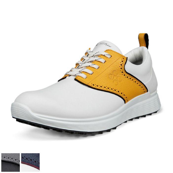 Ecco Golf S Casual Saddle Shoes 8/8.5 /White/Saffron