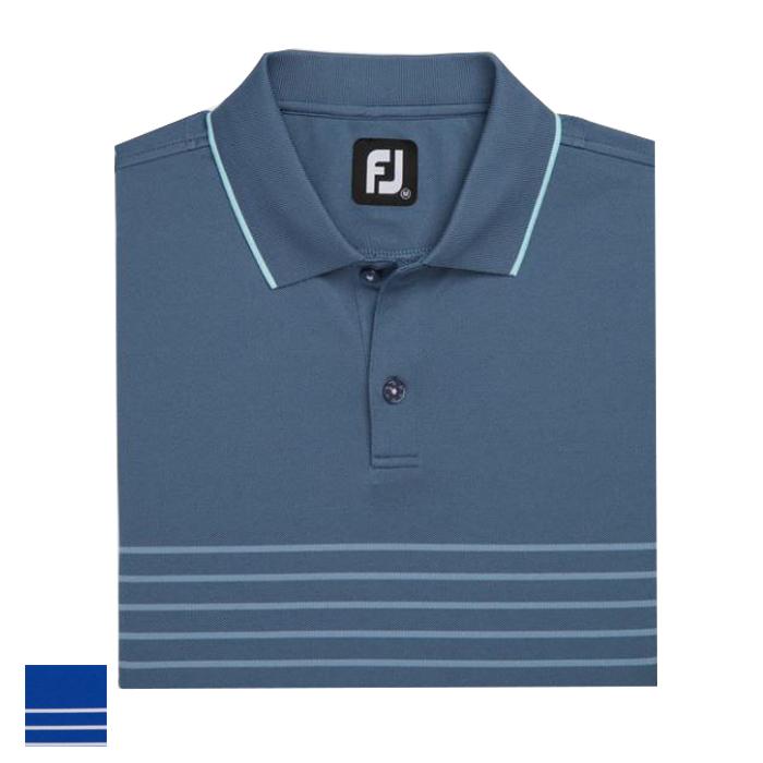 FootJoy Breton Stripe Stretch Pique Knit Collar-Previous Season Style L/Ocean/White