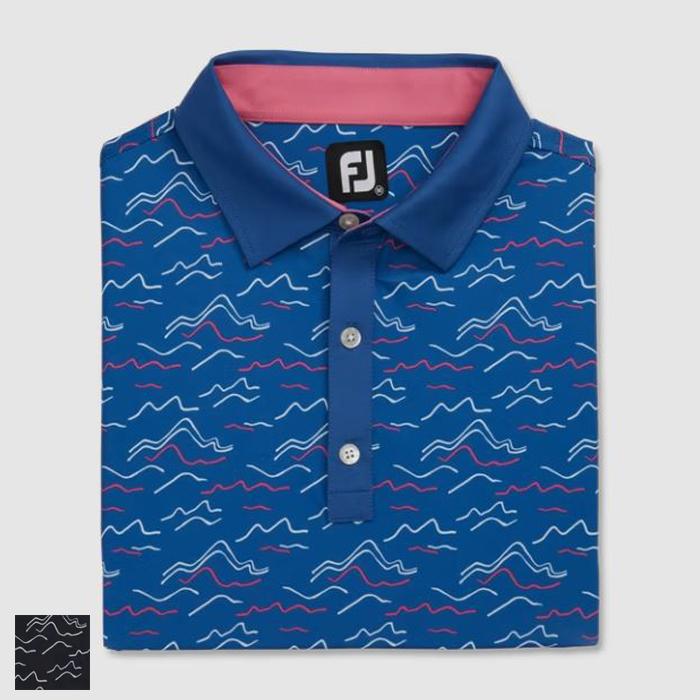 FootJoy Wave Print Lisle Self Collar XL/Black
