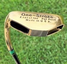 ONE-STROKE Pat. Pend. Golf Putter 34" RH Steel Shaft Blade Putter Leather - Rare