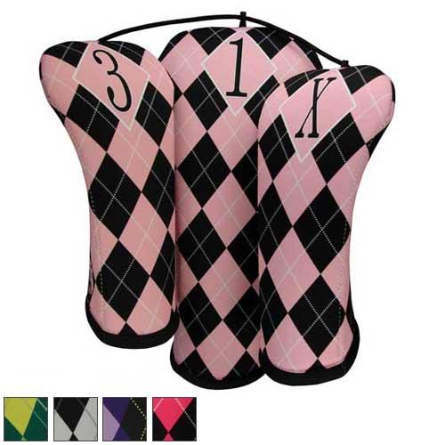 BeeJos Argyle Headcovers Fairway #5/Pink & Black Argyle