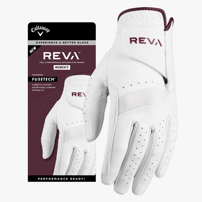 Callaway Women's REVA Golf Glove S/White/Eggplant /Worn on Left