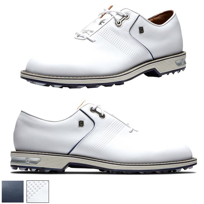 Footjoy Premiere Flint Spikeless Laced Series Shoes-Previous Season Style 7.5/Black/Black/Orange /M