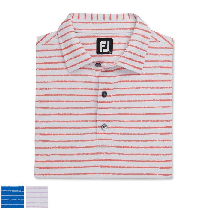 Footjoy Chalk Line Print Stretch Pique Self Collar L/White / Lavender
