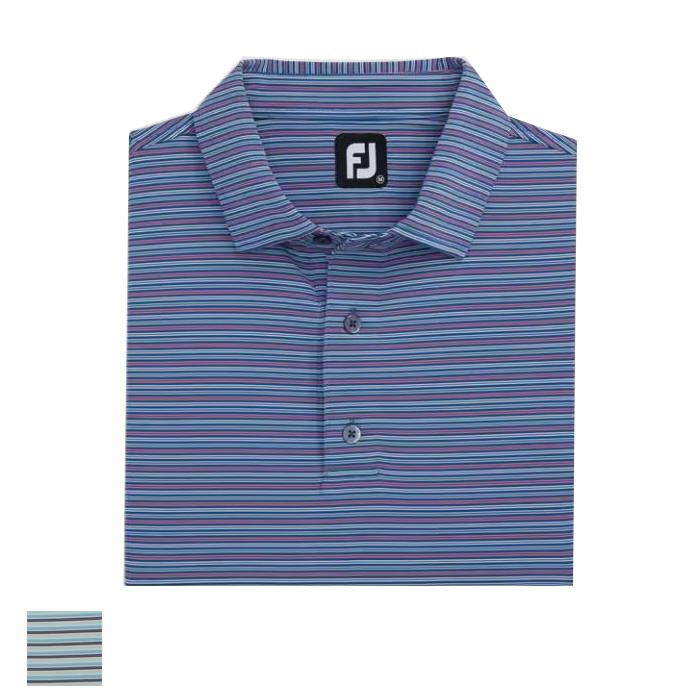 FootJoy Multi-Pinstripe Lisle Self Collar L/White / Black / Pool / Palm Green