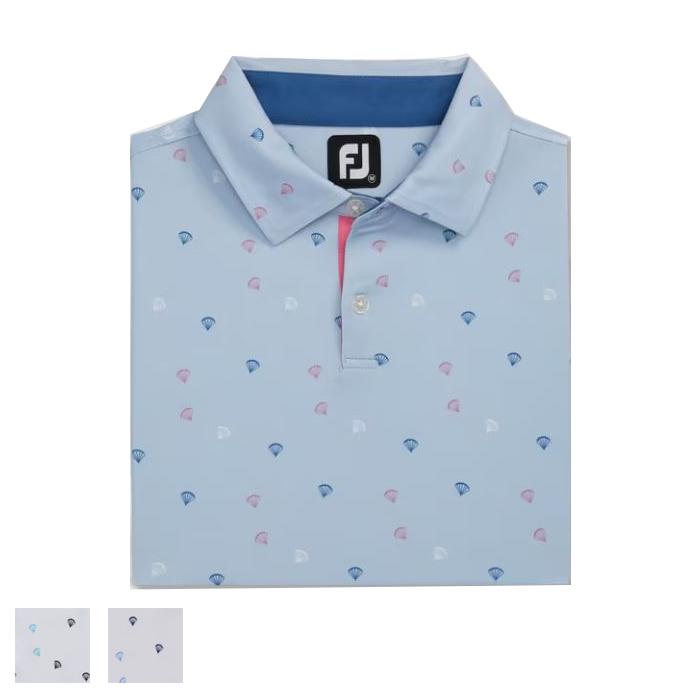 FootJoy Parachute Print Lisle Self Collar L/White / Blue Violet / Navy / Grey