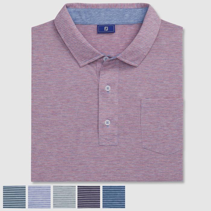FootJoy Athletic Fit Stripe Jersey L/Plum Heather / Grey Heather