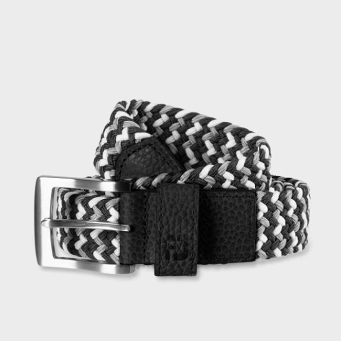 FootJoy Woven Golf Belt - Black/Charcoal/Grey Long
