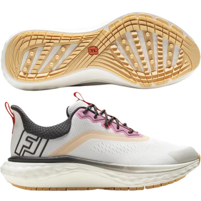 FootJoy Quantum Women Golf Shoes - Lucent White / Hot Coral / Asphalt 7.5