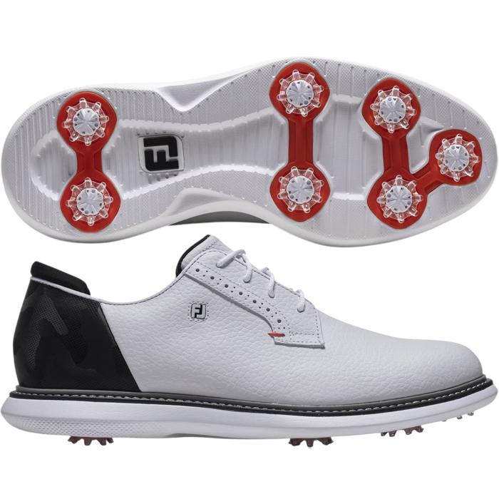 FootJoy Traditions Camo - Blucher Golf Shoes - White / Black Camo / Crimson 9.5