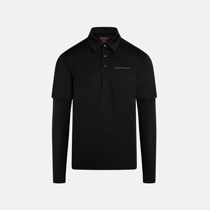 GHOST RANGE PRO LONG SLEEVE POLO - Black S