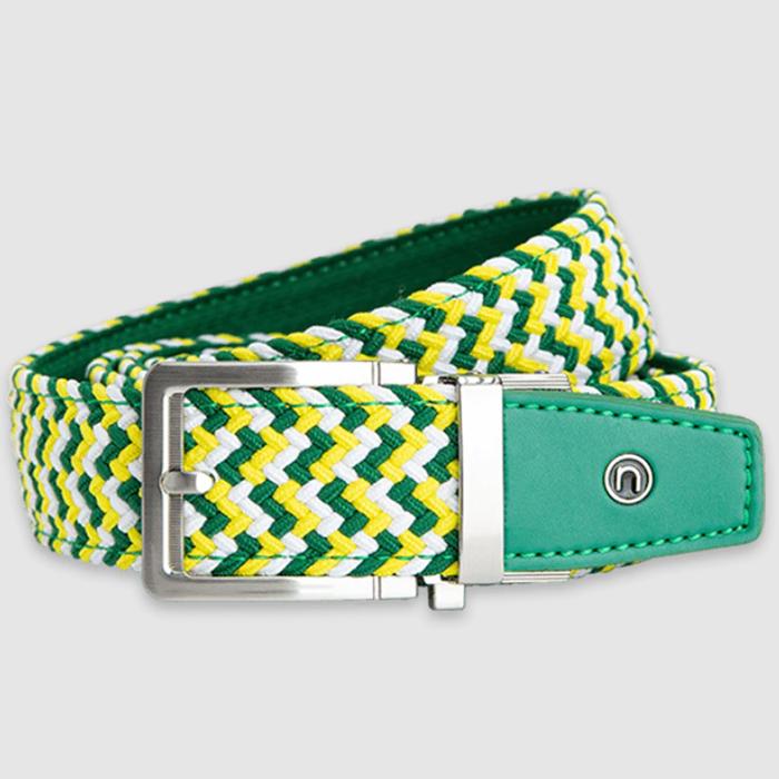 Nexbelt Braided Augusta Golf Belt 1 3/8 Inches Strap/GREEN/YELLOW