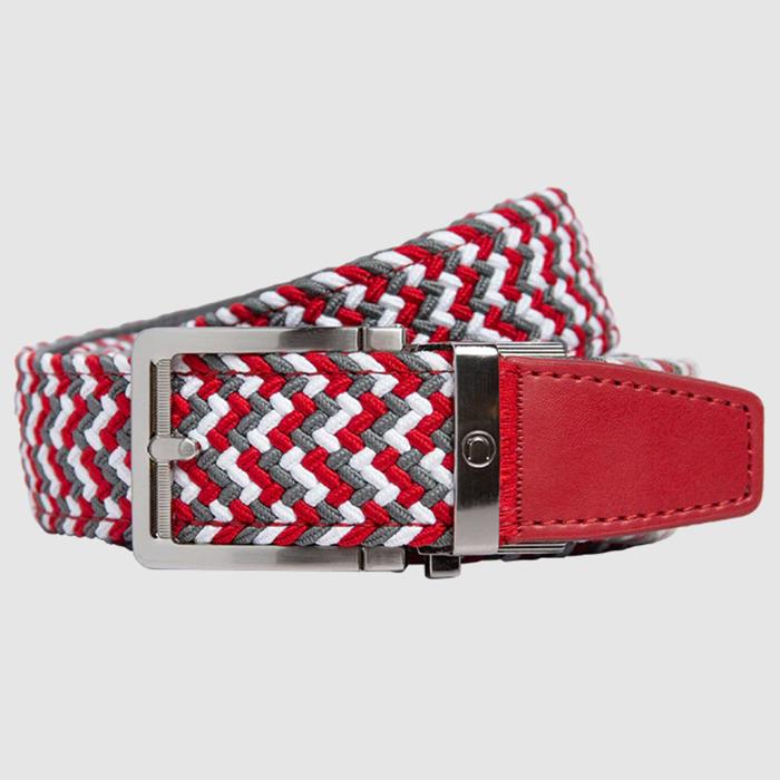 Nexbelt Braided Scarlet Grey & White 1 3/8 Strap Golf Belt Scarlet/Gray/White