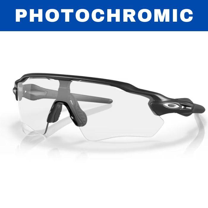 Oakley Radar EV Path Photochromic Sunglasses XL /Clear To Black Iridium Photochromic Lenses/Steel Frame