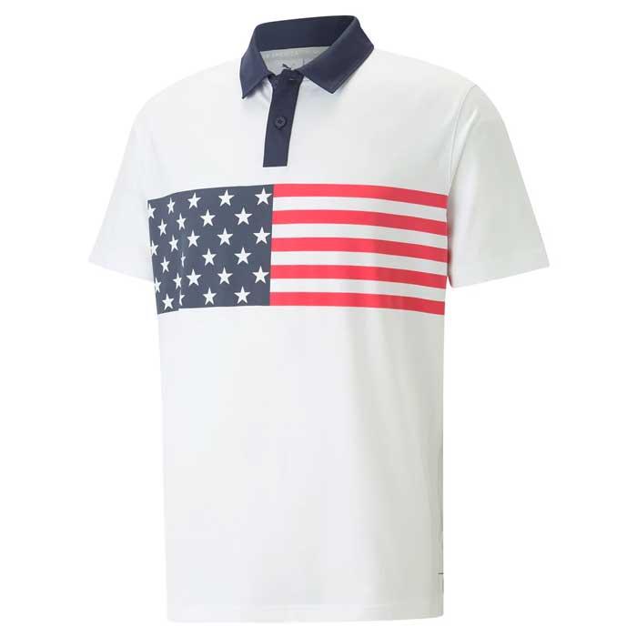 Puma Volition Stars & Bars Golf Polo M/Bright White / Navy Blazer