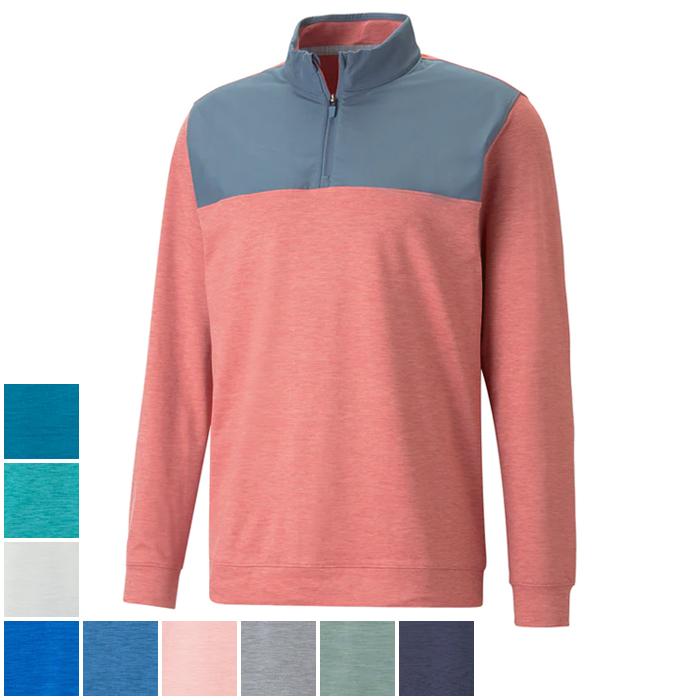 Puma CLOUDSPUN Colorblock Golf 1/4 Zip XL/Evening Sky/Flamingo Pink Heather