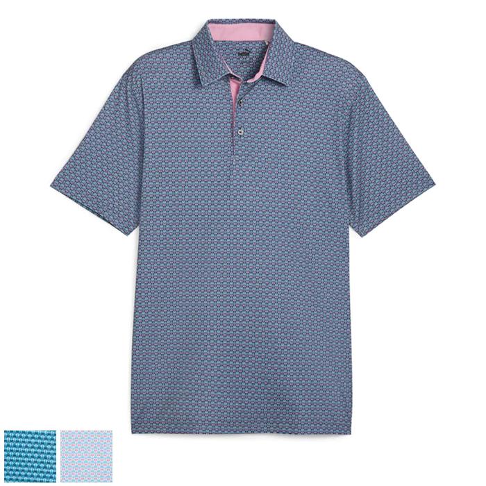 Puma MATTR Palm Deco Golf Polo S/Aqua Blue/Puma Black