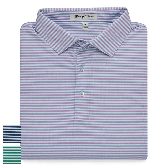 Straight Down Del Mar Stripe Polo 2XL/Oasis
