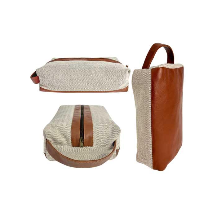 Sunfish Tan Chevron Shoe Bag