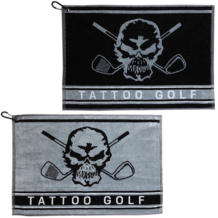 Tattoo Golf Woven Skull Design Golf Towel Black