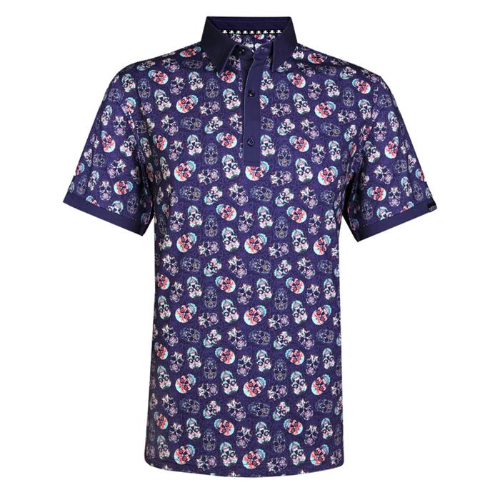 Tattoo Golf Sugar Skull Cool-Stretch Men's Golf Shirt XL/Dark Blue