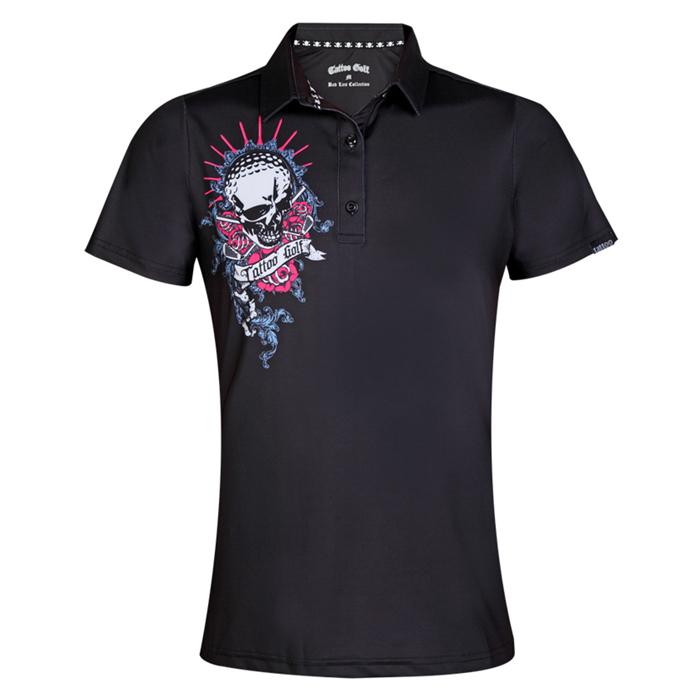 Tattoo Golf Ladies Bad Lies Cool-Stretch Golf Shirt 2XL/Black