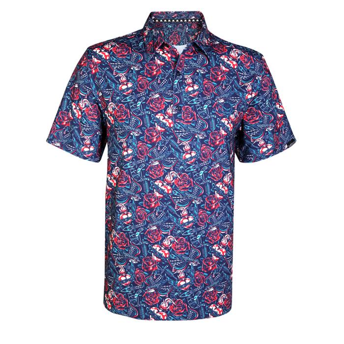 Tattoo Golf Guns & Roses Cool-Stretch Men's Golf Shirt S/Multicolor