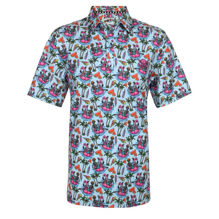 Tattoo Golf Summertime Cool-Stretch Men's Golf Shirt Sea Blue S/Sea Blue