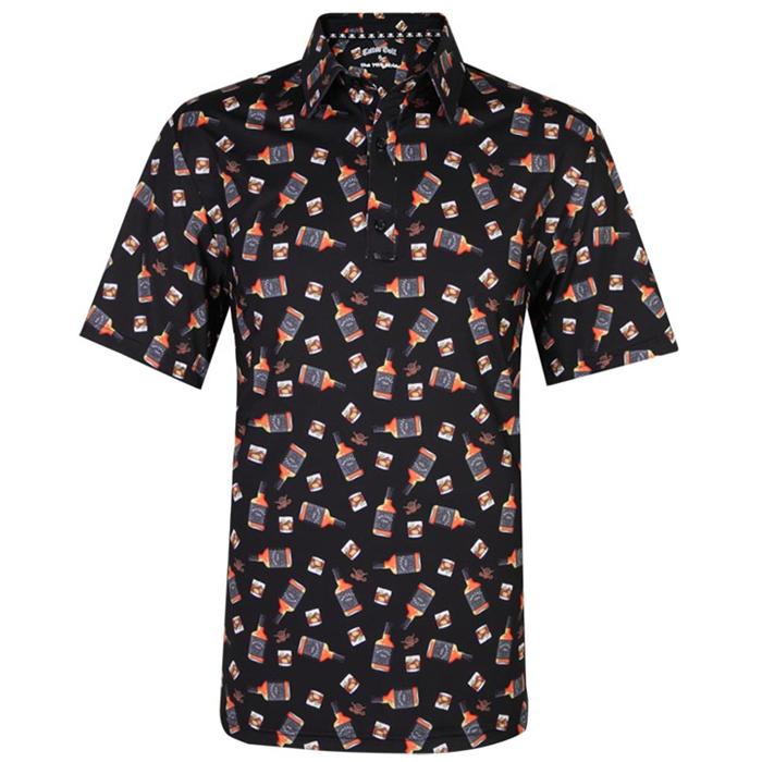 Tattoo Golf 19th Hole Whiskey Cool-Stretch Men's Golf Shirt (Bourbon) M/Bourbon