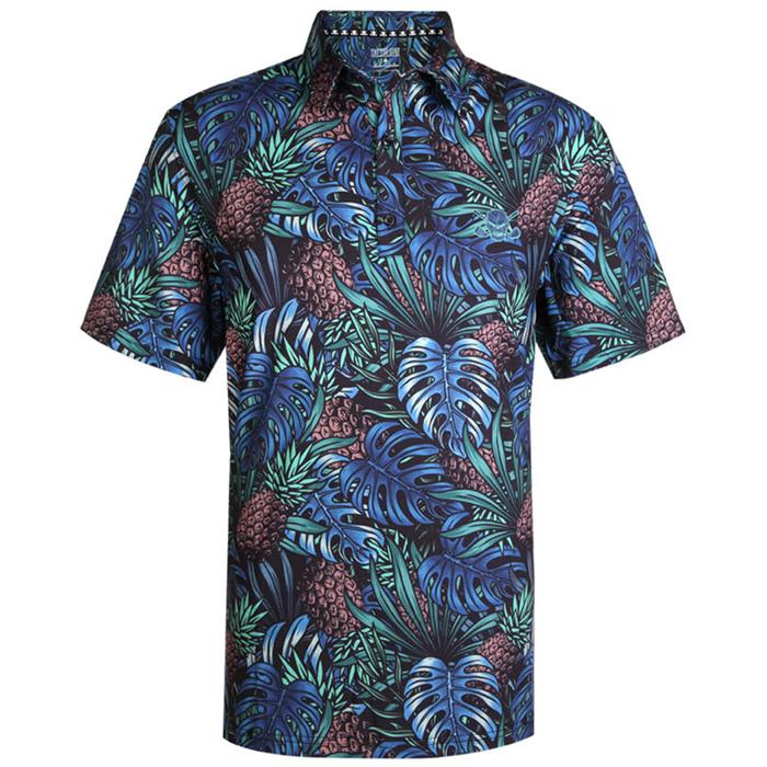 Tattoo Golf Aloha Cool-Stretch Men's Hawaiian Golf Shirt (Green) 3XL