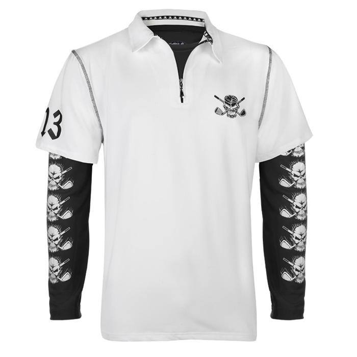 Tattoo Golf Lucky 13 Hybrid Golf Shirt & Undershirt (White/Black) 3XL