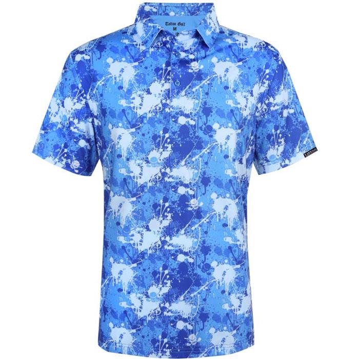 Tattoo Golf A-Game Cool-Stretch Men's Performance Golf Shirt (Blue) 3XL