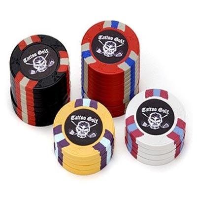 Tattoo Golf Casino Chip Ball Markers Red